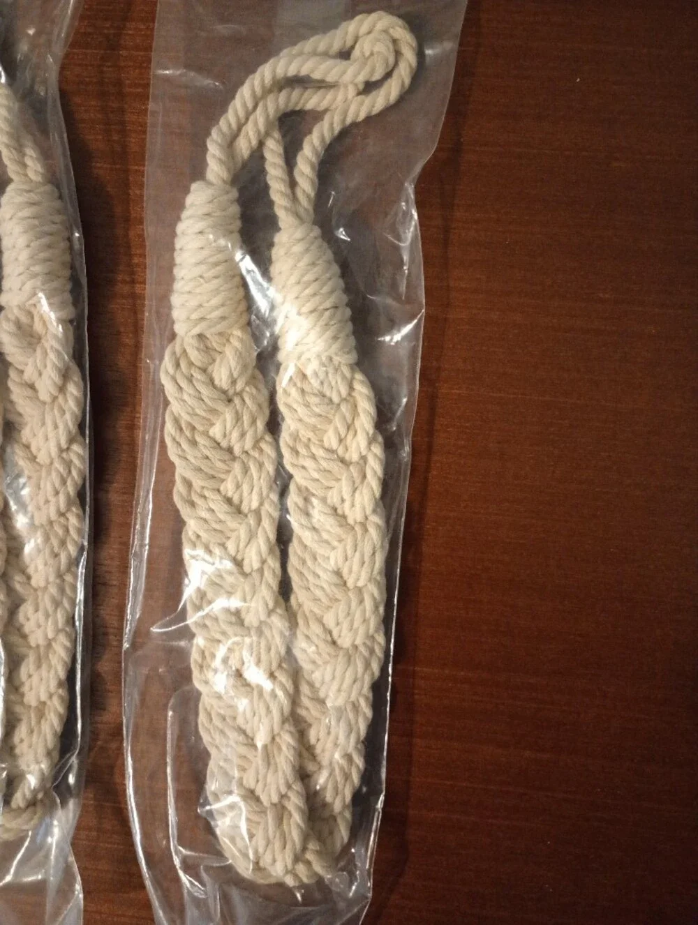 NEW Allen & Roth Cream 100% Cotton Braided Tiebacks - Set of 2